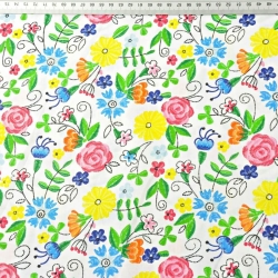 Baumwolle 100% Kaschubische Wiese auf weißem Hintergrund  