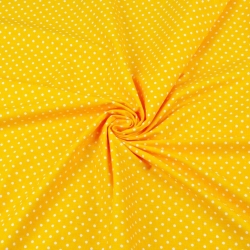 Baumwolle 100% Punkte 4mm weiß auf dunkelgelbem Hintergrund  