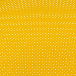 Baumwolle 100% Punkte 4mm weiß auf dunkelgelbem Hintergrund  