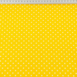 Baumwolle 100% Punkte 4mm weiß auf dunkelgelbem Hintergrund  