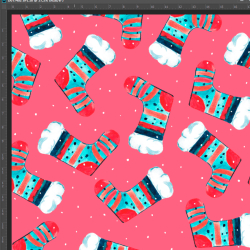 Jersey-Stoff Digitaldruck Weihnachts-Socken auf rosa Hintergrund  