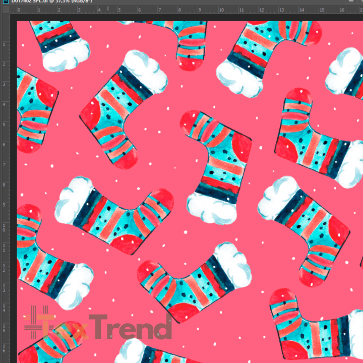 Jersey-Stoff Digitaldruck Weihnachts-Socken auf rosa Hintergrund  