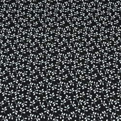 Baumwolle 100% MINI Blütenzweige weiß auf schwarzem Hintergrund  