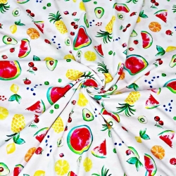 Jersey Druck digital - bunte Früchte auf weißem Hintergrund  