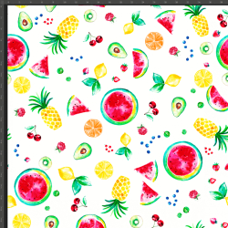 Jersey Druck digital - bunte Früchte auf weißem Hintergrund  
