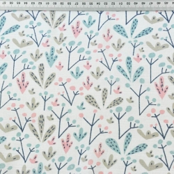 Baumwolle Musselin Pastellsträucher auf weißem Hintergrund  