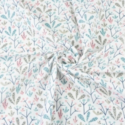 Baumwolle Musselin Pastellsträucher auf weißem Hintergrund  