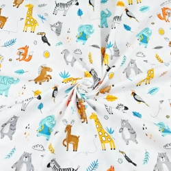 Baumwolle 100% Tiere in der Schule auf weißem Hintergrund  