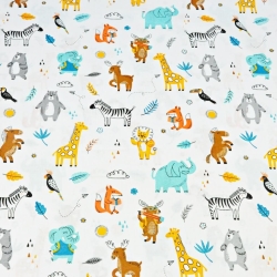 Baumwolle 100% Tiere in der Schule auf weißem Hintergrund  