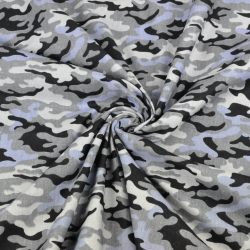 Baumwolle 100% MORO Muster klein grau, blau und schwarz  