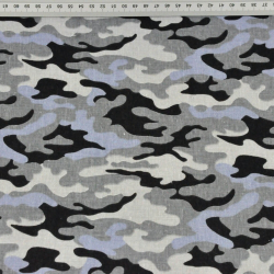 Baumwolle 100% MORO Muster klein grau, blau und schwarz  