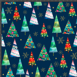 Sweatshirt Loop Digitaldruck - Weihnachtsbäume auf navy  