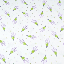 Baumwolle 100% Lavendelzweigblüten auf weißem Hintergrund  