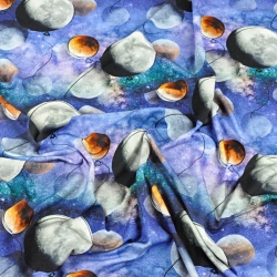 Jersey Druck digital - Planeten Ballons auf kosmischem Hintergrund  