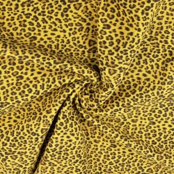 Baumwoll-Musselin plissiert Panther auf senfgelbem Hintergrund  