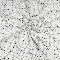 Baumwolle 100% Katzen im Kino schwarz-weiß  