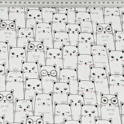Baumwolle 100% Katzen im Kino schwarz-weiß  