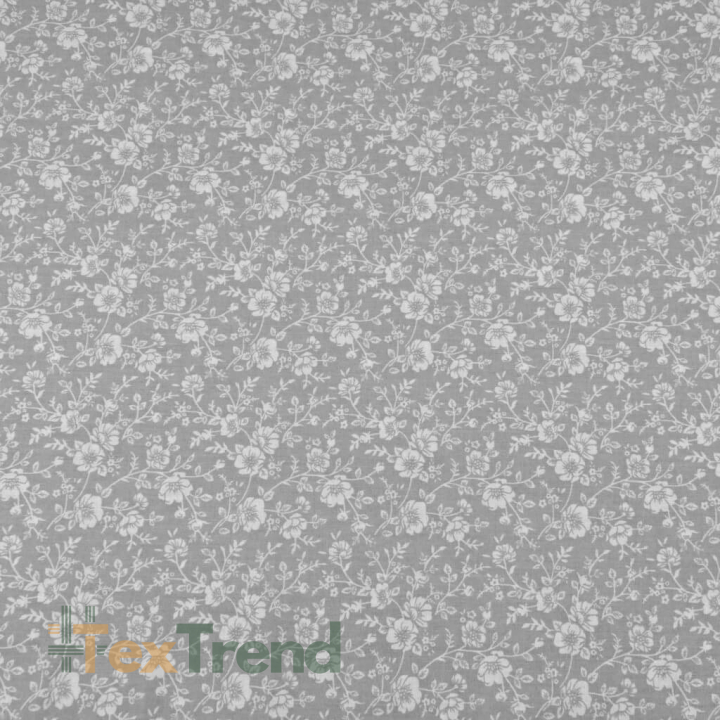 Baumwolle 100% Kletterpflanzen MINI weiß auf grauem Hintergrund  