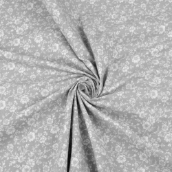 Baumwolle 100% Kletterpflanzen MINI weiß auf grauem Hintergrund  