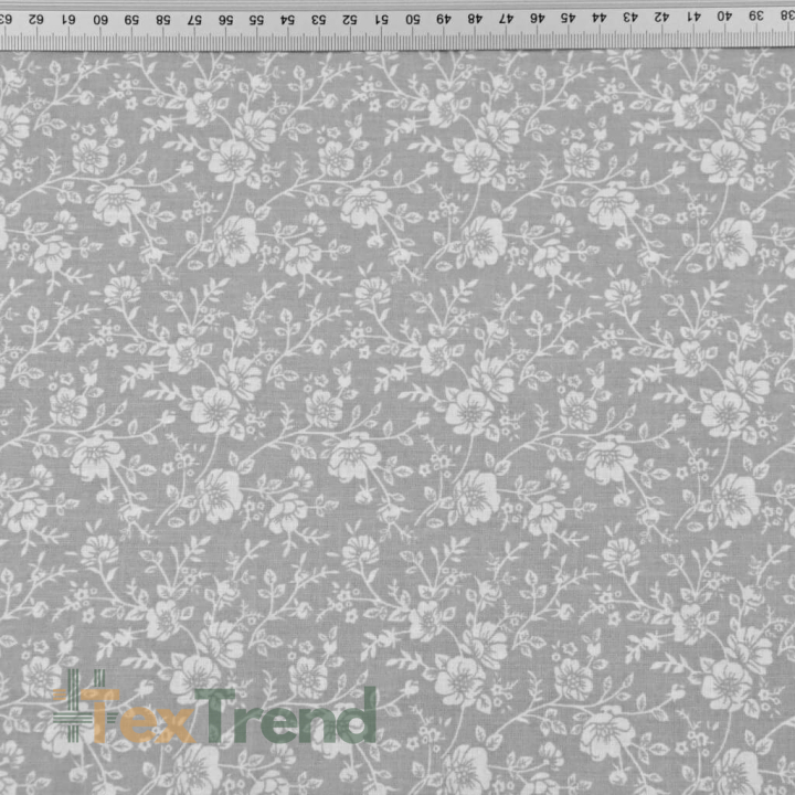 Baumwolle 100% Kletterpflanzen MINI weiß auf grauem Hintergrund  