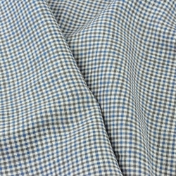 Leinen 100% Bekleidungsstoff blau-weiß-grau kariert - 125g  