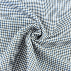 Leinen 100% Bekleidungsstoff blau-weiß-grau kariert - 125g  