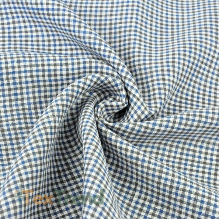 Leinen 100% Bekleidungsstoff blau-weiß-grau kariert - 125g  