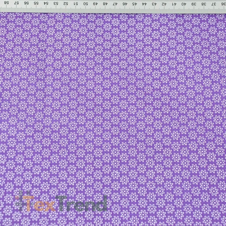 Baumwolle 100% weiße Blümchen auf lila Hintergrund  