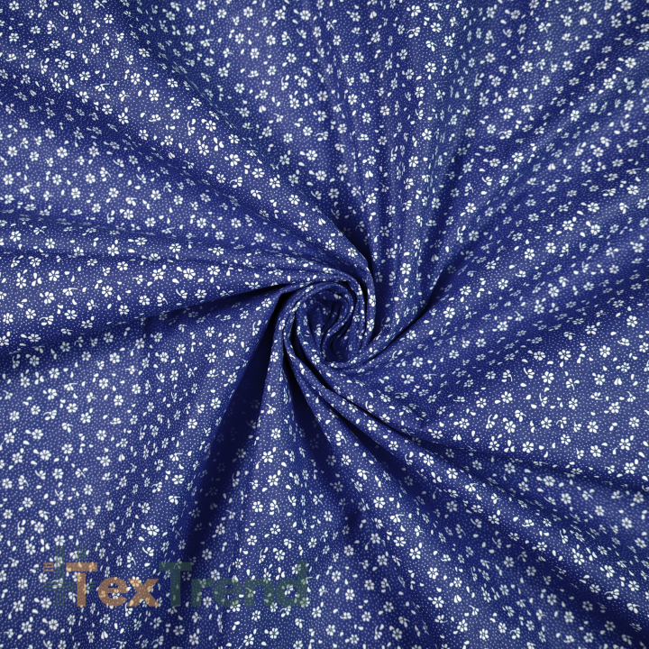 Baumwolle 100% Wiese MINI mit Punkten weiß auf navy Hintergrund  