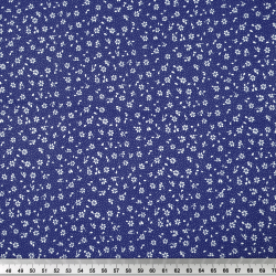 Baumwolle 100% Wiese MINI mit Punkten weiß auf navy Hintergrund  