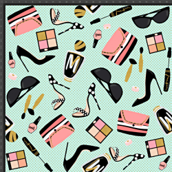 Dresówka Pümpel Digitaldruck - weibliche Muster auf mintfarbenem Hintergrund  