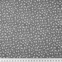 Baumwolle 100% Wiese MINI mit Punkten weiß auf grauem Hintergrund  