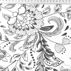 Baumwolle 100% Łowicz-Muster schwarz-grau auf weißem Hintergrund  