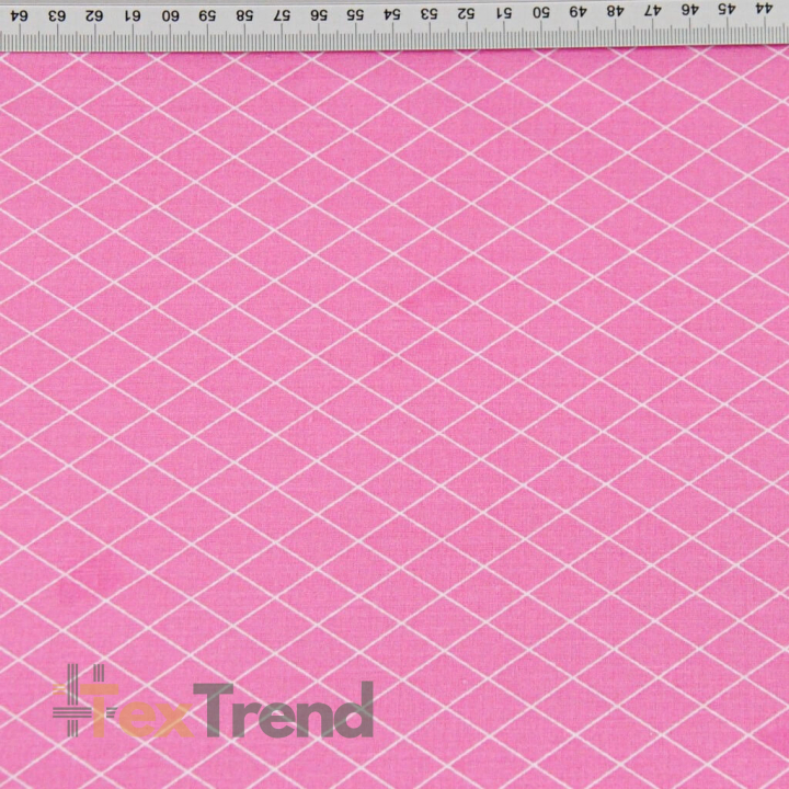 Baumwolle 100% Rauten weiß auf rosa Hintergrund  