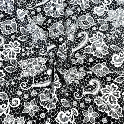 Baumwolle 100% weiße Spitze auf schwarzem Hintergrund  