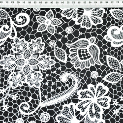 Baumwolle 100% weiße Spitze auf schwarzem Hintergrund  