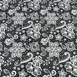 Baumwolle 100% weiße Spitze auf schwarzem Hintergrund  