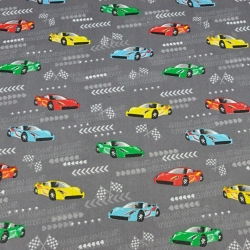 Baumwolle 100% Supersportwagen auf dunkelgrauem Hintergrund  