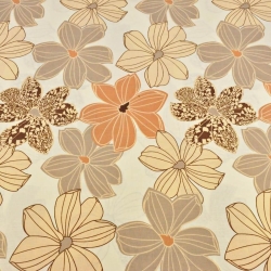 Baumwolle 100% große Blumen beige-orange auf vanillefarbenem Hintergrund  
