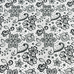 Baumwolle 100% schwarze Spitze auf weißem Hintergrund  