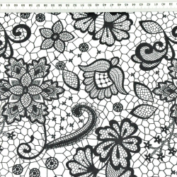 Baumwolle 100% schwarze Spitze auf weißem Hintergrund  