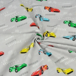 Baumwolle 100% Supersportwagen auf hellgrauem Hintergrund  
