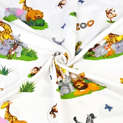 Baumwolle 100% Tiere im Zoo auf weißem Hintergrund  