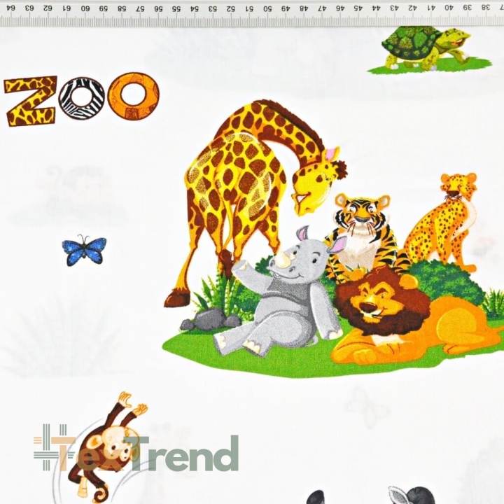 Baumwolle 100% Tiere im Zoo auf weißem Hintergrund  