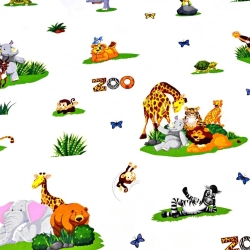 Baumwolle 100% Tiere im Zoo auf weißem Hintergrund  