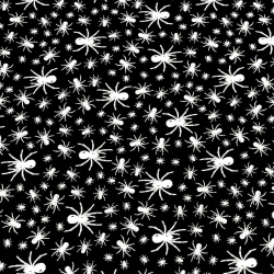 Baumwolle 100% kleine Spinnen weiß auf schwarzem Hintergrund  