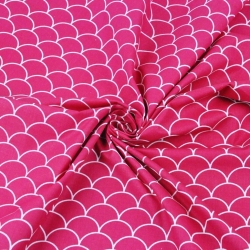 Baumwolle 100% Schuppen weiß auf amaranthfarbenem Hintergrund  