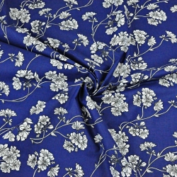 Baumwolle 100% große Ranken in weiß auf navyblauem Hintergrund  