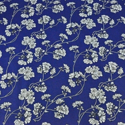 Baumwolle 100% große Ranken in weiß auf navyblauem Hintergrund  