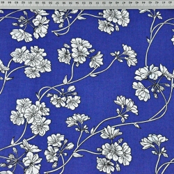 Baumwolle 100% große Ranken in weiß auf navyblauem Hintergrund  